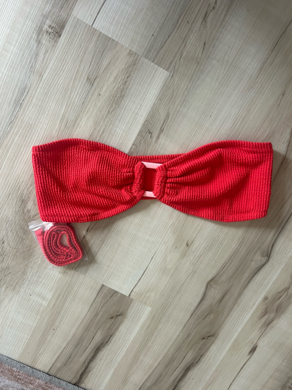 Red Bandeau Strapless swimsuit